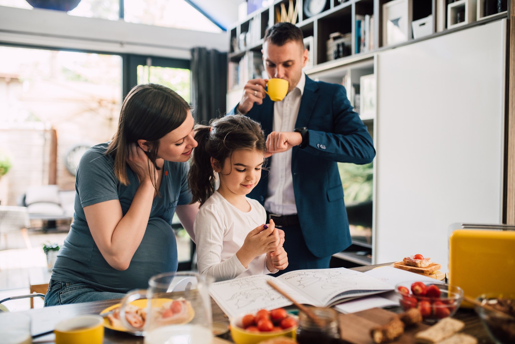 Busy family morning